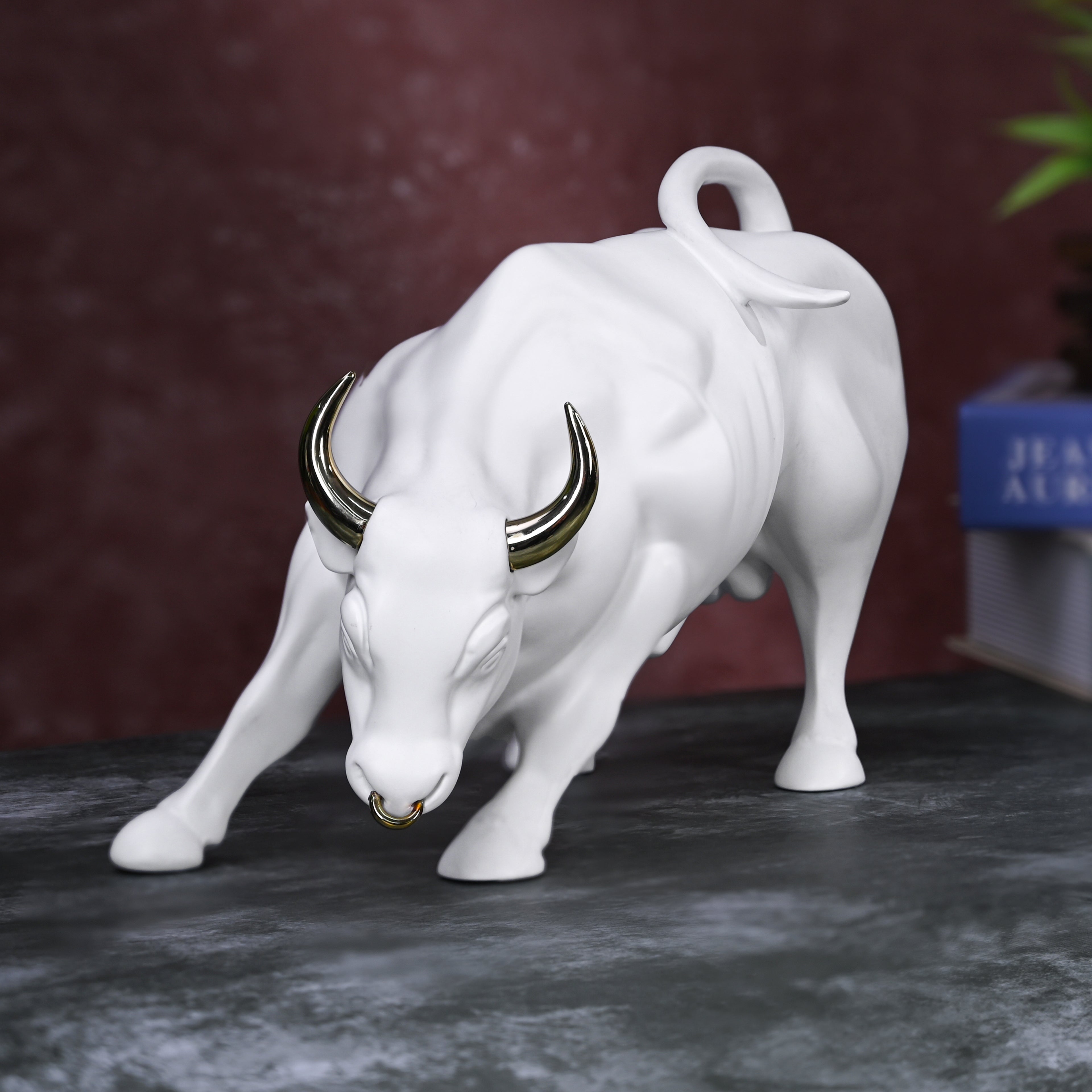 Abstract Art Charging Bull Figurine Big