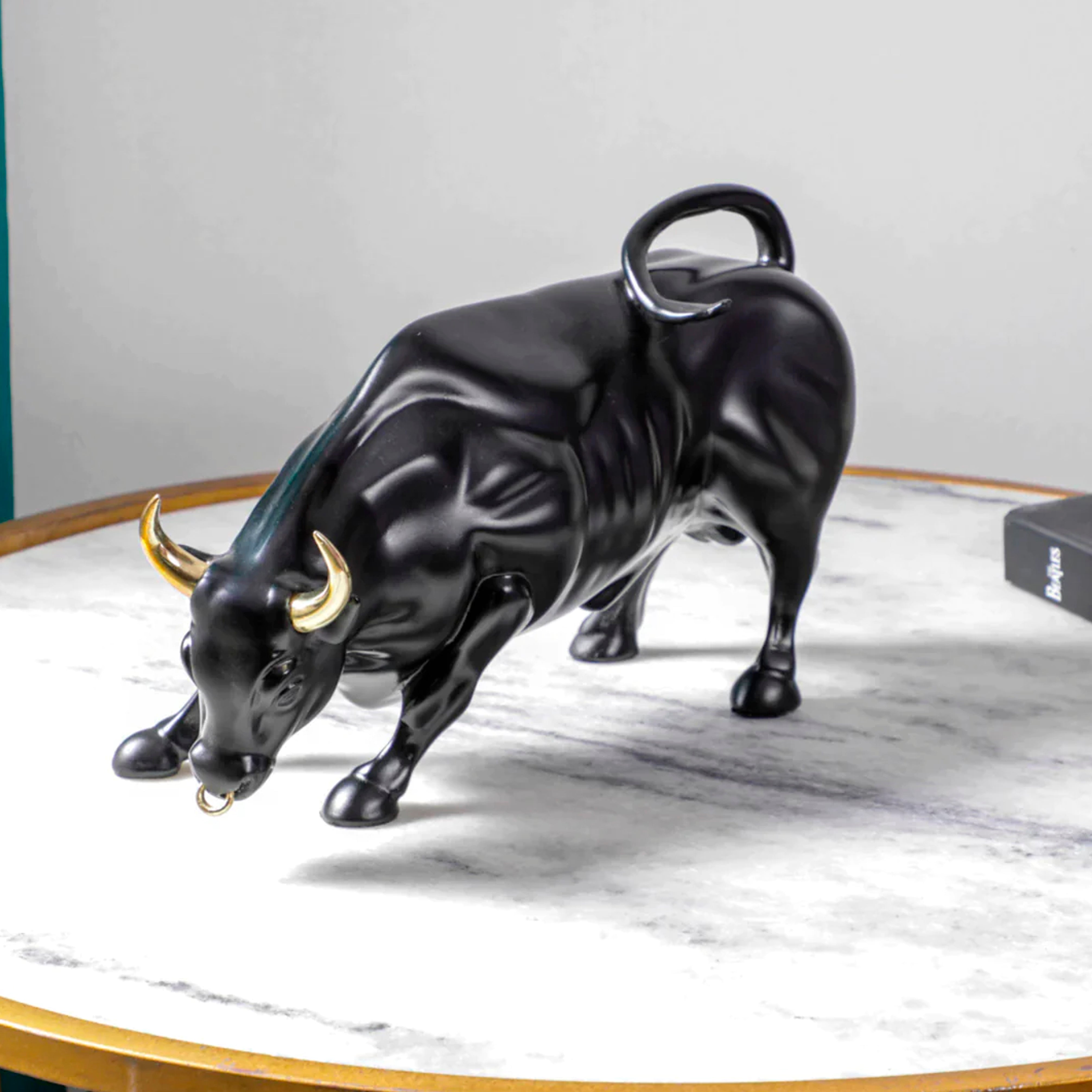 Abstract Art Charging Bull Figurine