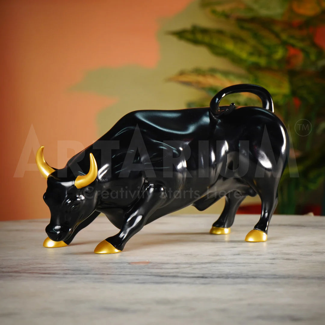 Abstract Art Charging Bull Figurine Small