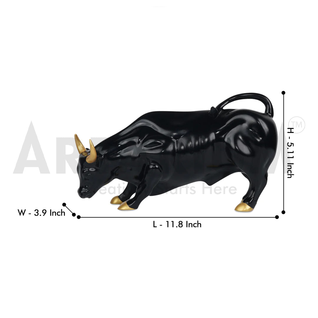 Abstract Art Charging Bull Figurine Small