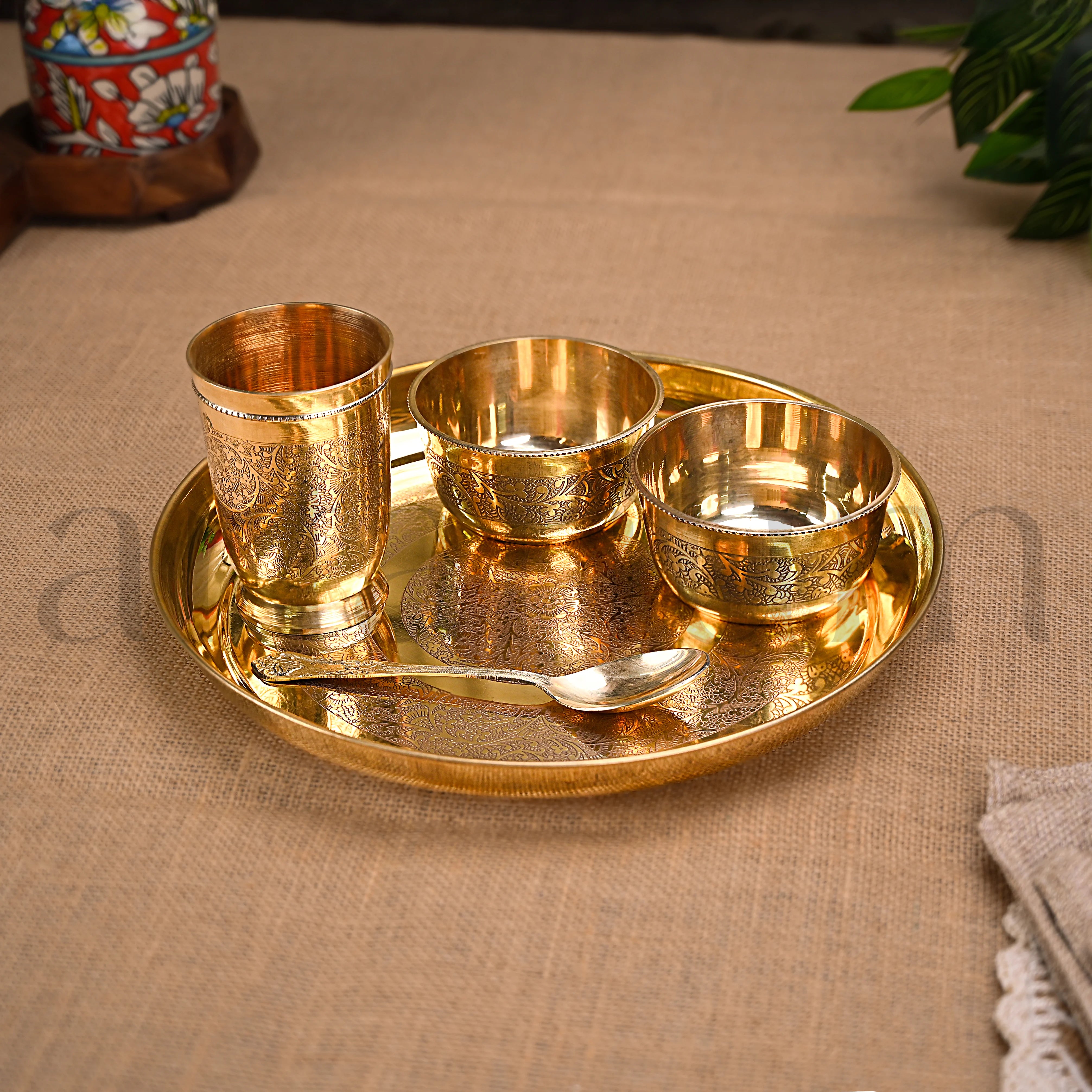 Brass Thali- Set of 5