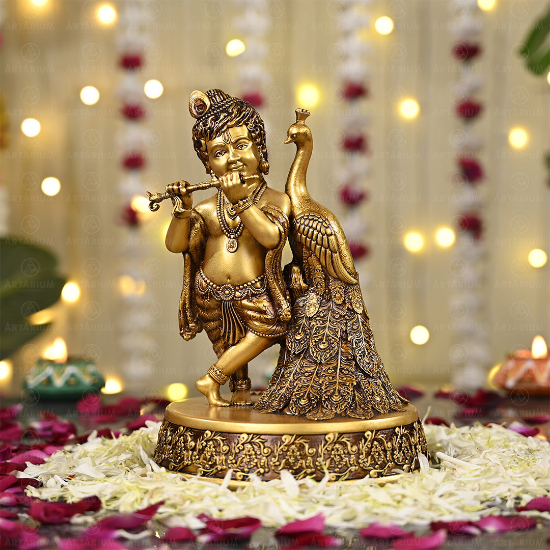 Buy Baby Krishna idol with Peacock Online at Artarium – theartarium