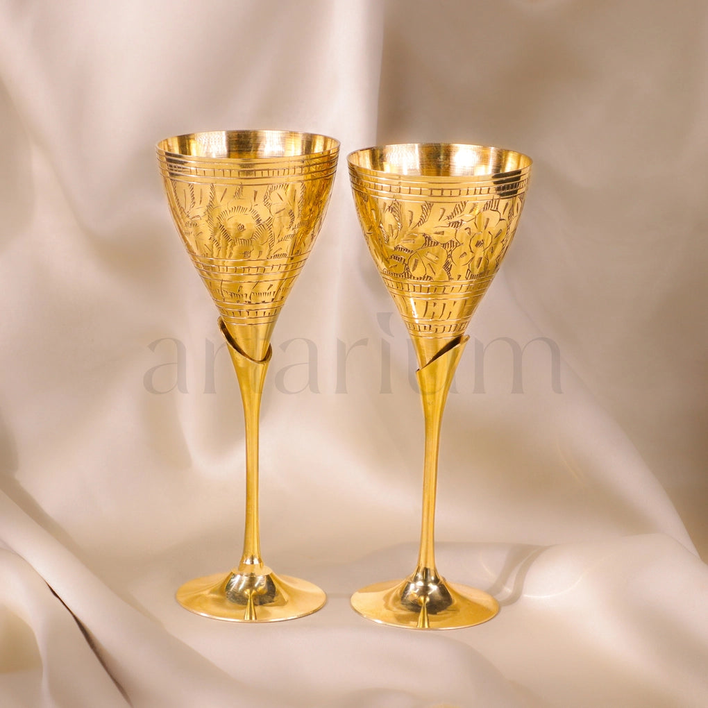 Engraved Brass Wine Glass