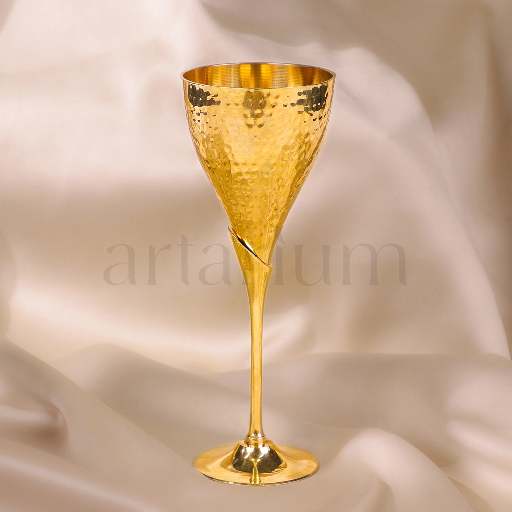 Hammered Brass Wine Glass