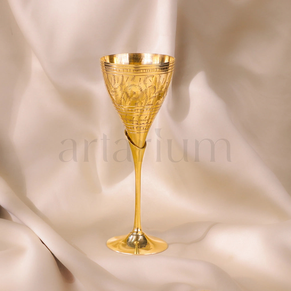 Engraved Brass Wine Glass